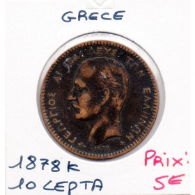 Grece 10 Lepta 1878 K Bordeaux TB+, KM.55 Georges 1er
