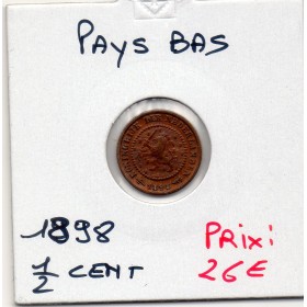 Pays Bas 1/2 cent 1898 Sup, KM.109 date rare