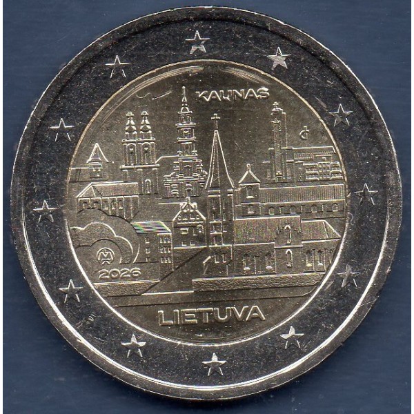 2 euro commémorative UNC, Lituanie 2026, Kaunas, pièce de monnaie €