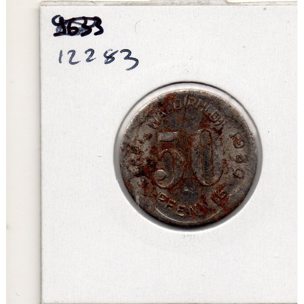 Kriegsgeld Wald im Rheinland 50 pfennig 1920, TTB