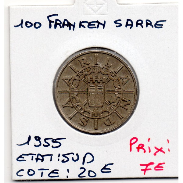 Sarre Saar, 100 franken 1955 Sup, Gad.4