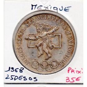 Mexique 25 Pesos 1968 Sup, KM.479 Jeux Olympiques