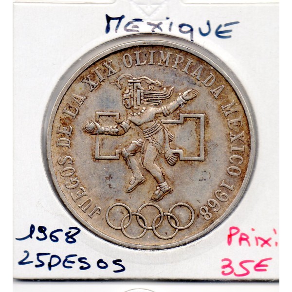 Mexique 25 Pesos 1968 Sup, KM.479 Jeux Olympiques