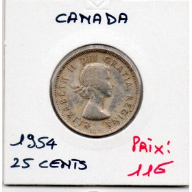 Canada 25 cents 1954 TTB+, KM.44 Georges VI