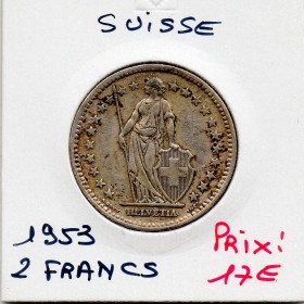 Suisse 2 francs 1953 TTB, KM.21