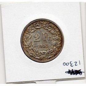 Suisse 2 francs 1953 TTB, KM.21
