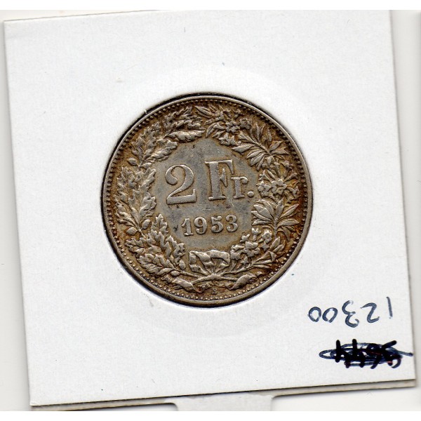 Suisse 2 francs 1953 TTB, KM.21