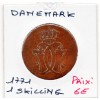 Danemark 1 skilling 1771 C Large B, KM 616 pièce de monnaie