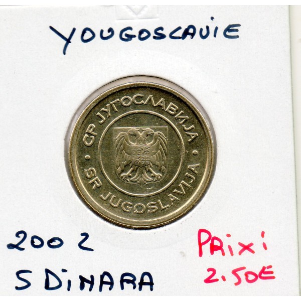 Yougoslavie 5 dinara 2002 Spl, KM.182 Parlement de Belgrade