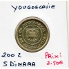 Yougoslavie 5 dinara 2002 Spl, KM.182 Parlement de Belgrade