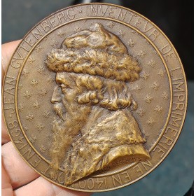 Médaille Johanes Gutenberg, 1902 Leon Deschamp Corne