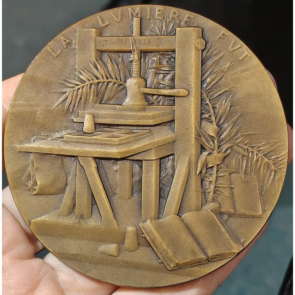Médaille Johanes Gutenberg, 1902 Leon Deschamp Corne