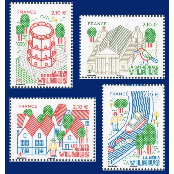 Timbre France 5911-5914, Vilnius - Lituanie, Capitale Européenne, Neuf