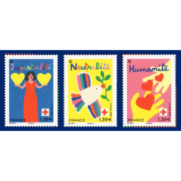 Timbre France 5919-5921, Croix-Rouge "L'humain au cœur de tout", Neuf