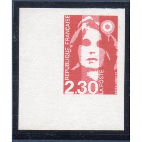 Timbre Yvert No 2614b non dentelé Type Marianne du bicentenaire, 2.30fr rouge