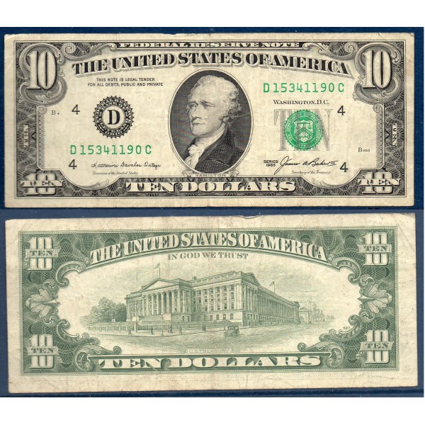 Etats Unis P.476, TB Cleveland Billet de 10 Dollars 1985 Série D