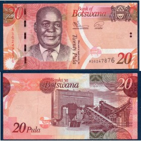 Botswana P.31h TTB Billet de 20 Pula 2022 Kgalemang Tumedisco Motsete
