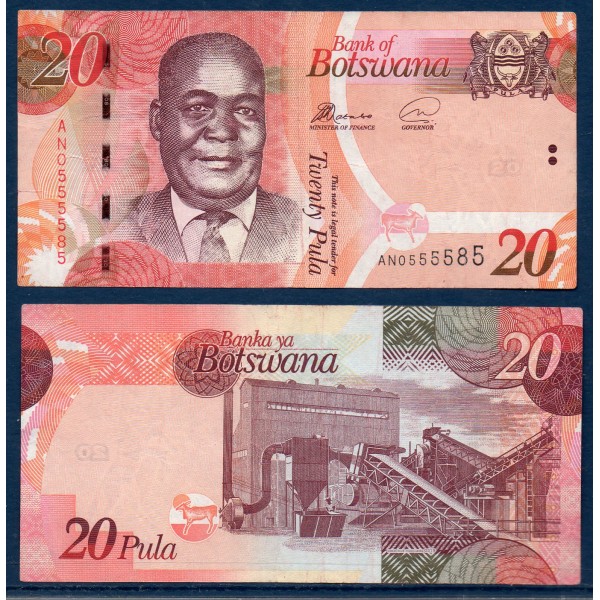 Botswana P.31g TTB Billet de 20 Pula 2019  Kgalemang Tumedisco Motsete