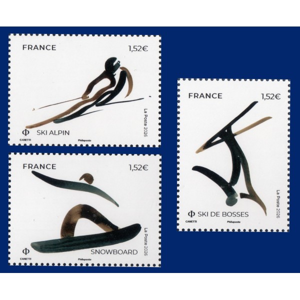 Timbre France 5951-5953, Sport d'Hiver Saison 1, Neuf