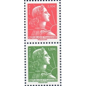 Timbre France 5926-5927 Paire verticale, 70 ans de la Marianne de Muller, Neuf
