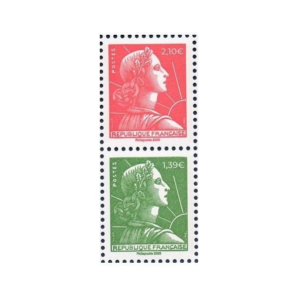 Timbre France 5926-5927 Paire verticale, 70 ans de la Marianne de Muller, Neuf