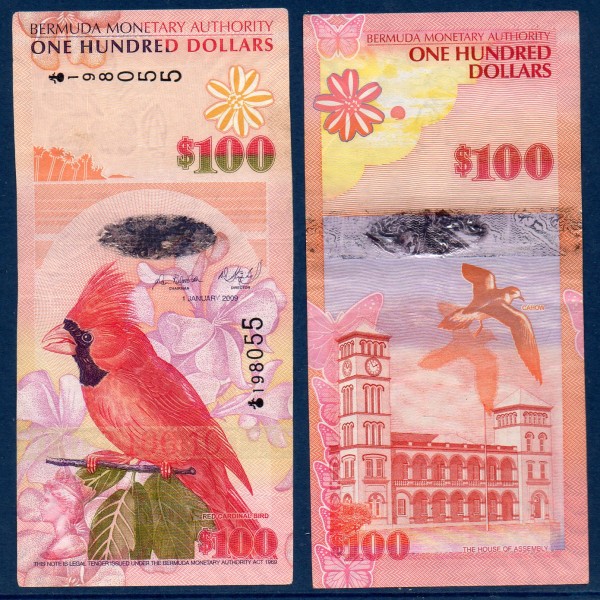 Bermudes P.62a, TTB Billet de 100 dollars 2009 Cardinal rouge
