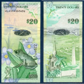 Bermudes P.60b, TTB Billet de 20 dollars 2009 Grenouille sifflante