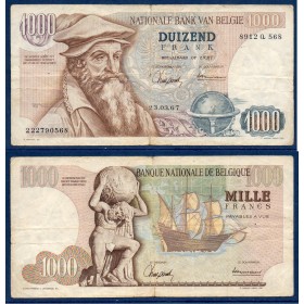 Belgique P.136a, TB Billet de 1000 Francs 23.3.1967 Mercator
