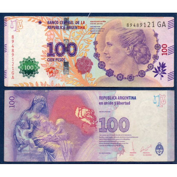 Argentine P.358d, TTB Billet de 100 Pesos 2012 Eva Peron