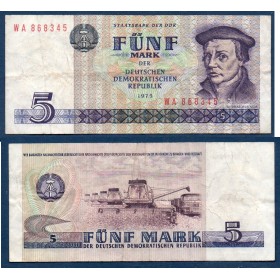 Allemagne RDA P.27b, TB Billet de 5 Mark 1975 Thomas Muntzer