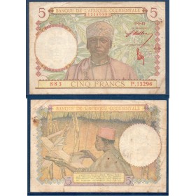 AOF P.26, TB Billet de 5 Francs CFA 2.3.1943 Chiffre brun