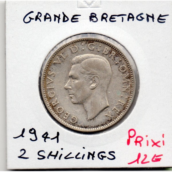 Grande Bretagne 2 Shillings 1941 TTB+, KM 855 pièce de monnaie