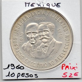Mexique 10 Pesos 1960 Sup, KM.476 Guerre d'indépendance