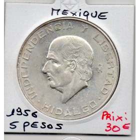 Mexique 5 Pesos 1956 Sup, KM.469 Miguel Hidalgo
