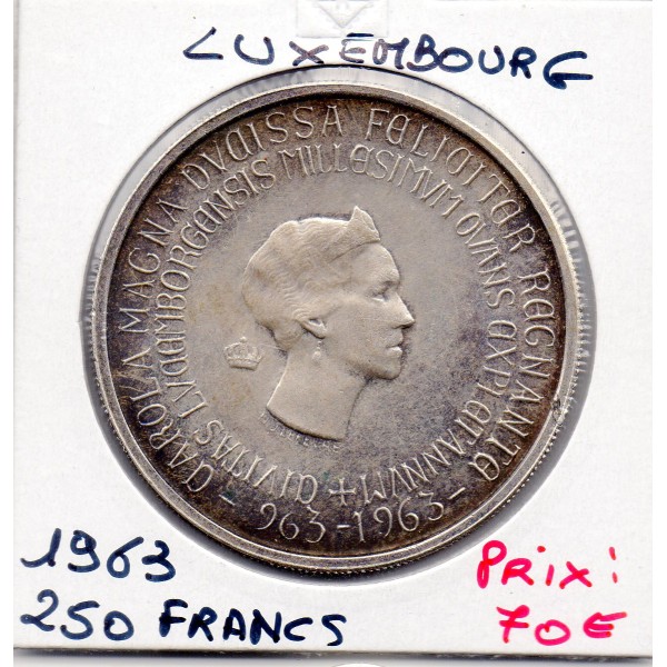 Luxembourg 250 francs 1963 Sup, KM.53 Grande-Duchesse Charlotte