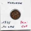 Norvège 10 ore 1875 TTB, KM.372 Oscar II