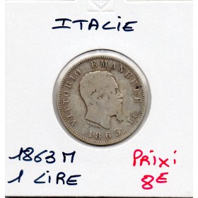 Italie 1 Lire 1863 M BN B, KM.15 Vittorio Emanuele II
