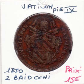 Vatican Pie IX 2 Baiocchi 1850 R Rome TTB, KM.1343