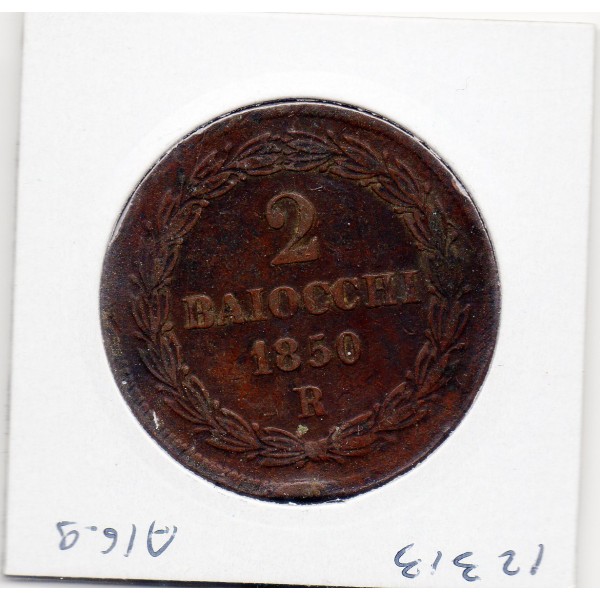 Vatican Pie IX 2 Baiocchi 1850 R Rome TTB, KM.1343