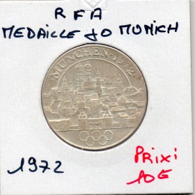 Allemagne RFA Medaille JO munich 1972, Sup Argent