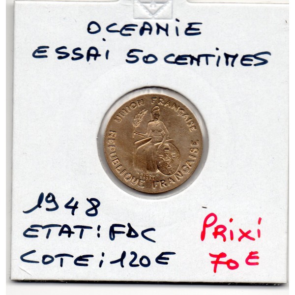 Océanie Essai 50 centimes 1948 sans listel FDC, Lec.3
