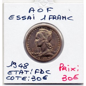 AOF Afrique Occidentale Française Essai 1 Franc 1948 FDC, Lec.4