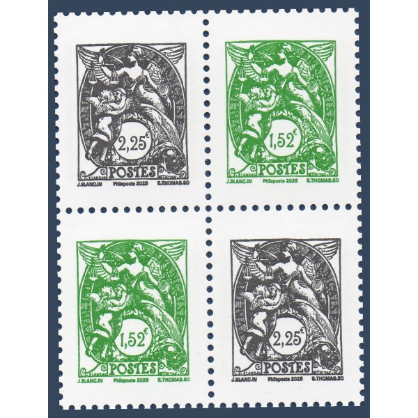Timbre France 5996-5997 bloc de 4, 125 ans Type Blanc, Neuf