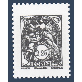 Timbre France 5997, 125 ans Type Blanc, 2.25€ noir Neuf