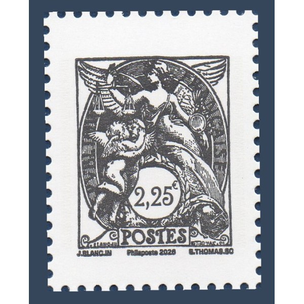 Timbre France 5997, 125 ans Type Blanc, 2.25€ noir Neuf