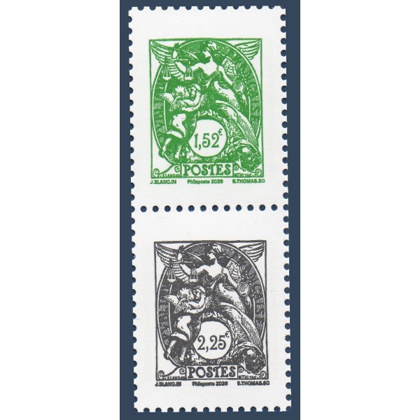 Timbre France 5996-5998 Paire verticale, 125 ans Type Blanc, Neuf