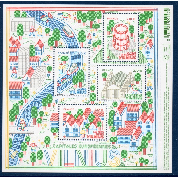 Bloc feuillet F5911, Vilnius - Lituanie, Capitale Européenne, Neuf