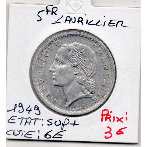 5 francs Lavrillier 1949 Sup+ 9 fermé