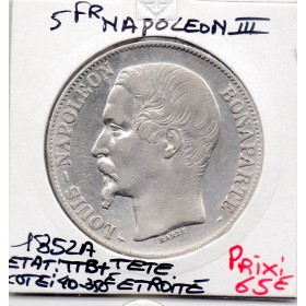5 francs Louis Napoléon Bonaparte 1852 A Paris TTB+ tête etroite