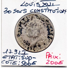 30 Sols Constitution Louis XVI 1792 I Limoges Sup- taches